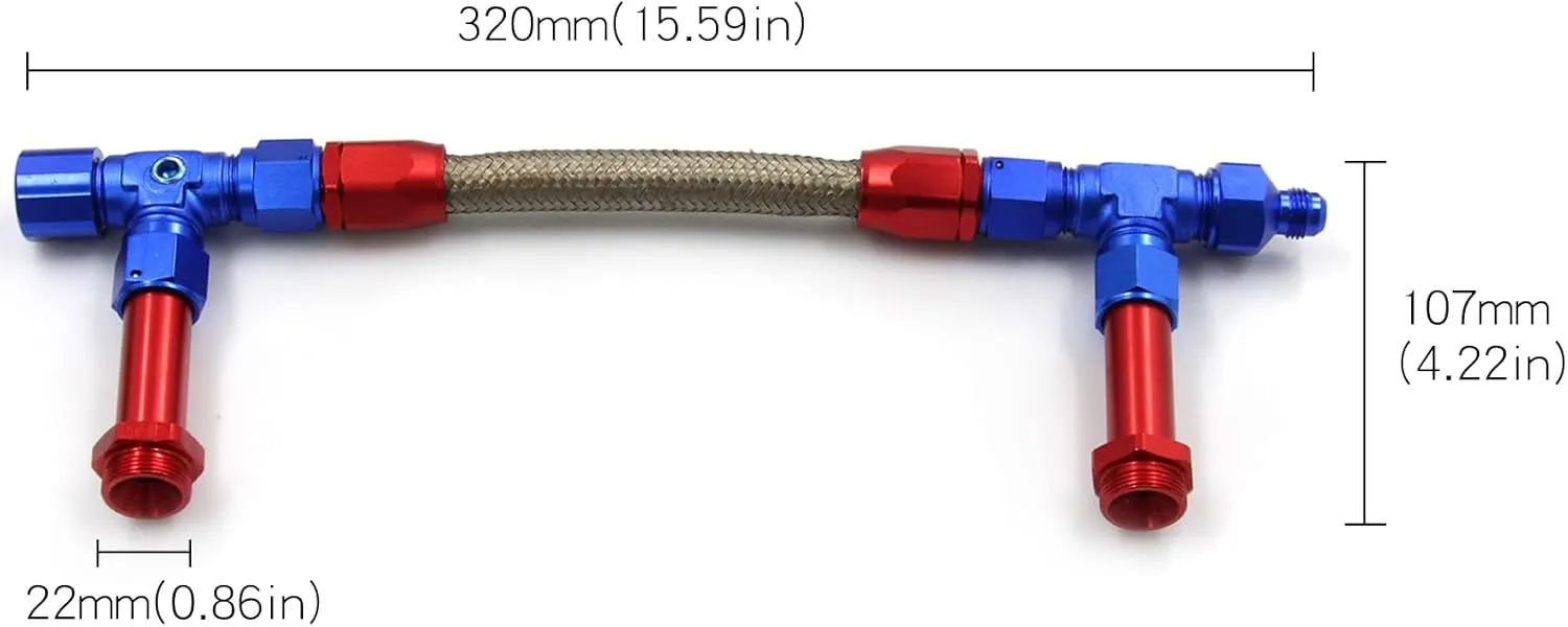 4150 Carburetor Fuel Line Kit 8AN Dual Feed to 7/8" Braided Dual Inlet for Holley Red Blue