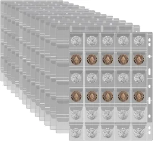 450 Pockets Coin Binders Pages Coin Collecting Pages Coin Flips Standard Coin Pocket Pages for Coin Currency Collection Supplies (30 Pockets)