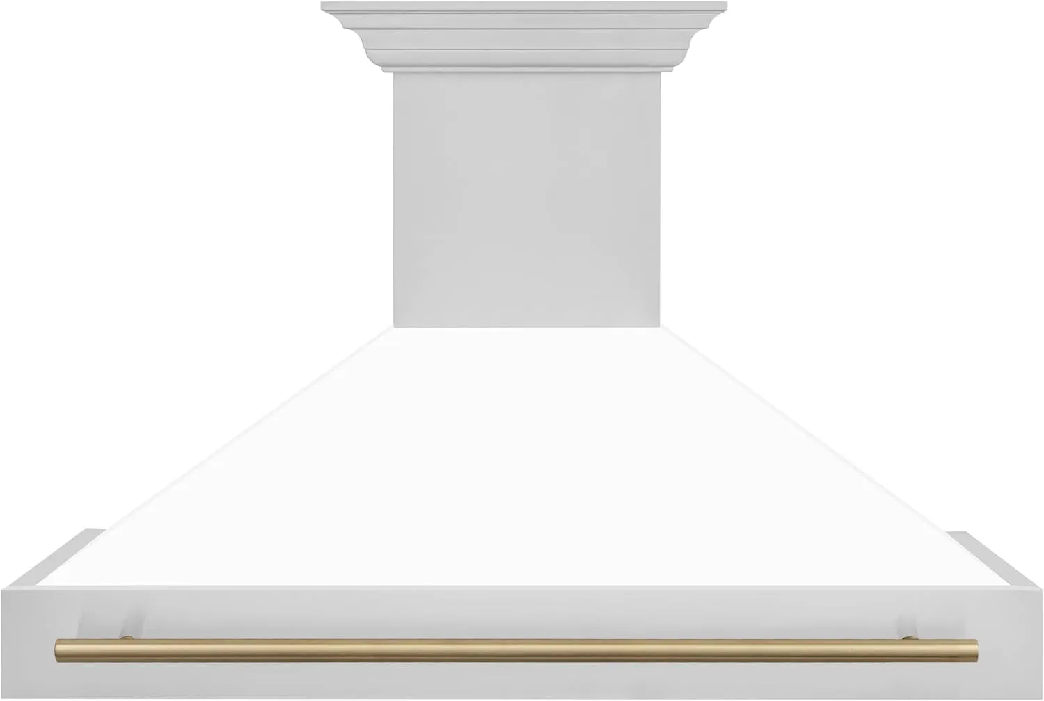 48" ZLINE Autograph Edition Stainless Steel Range Hood with White Matte Shell and Champagne Bronze Handle (8654STZ-WM48-CB)