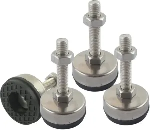 4pcs M12x60mm Adjustable Furniture Leveling Feet, Thread Stainless Steel Foot Cups, Nylon Base 60mm Diameter, for Sofa, Cabinet, Workshops, Offices