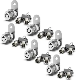 6 Pack Chrome Cam Locks - Keyed Alike, 5/8" RV Storage Lock Set for Compartment Door, Mailbox, Toolbox - Replacement Set Incudes 6 Locks