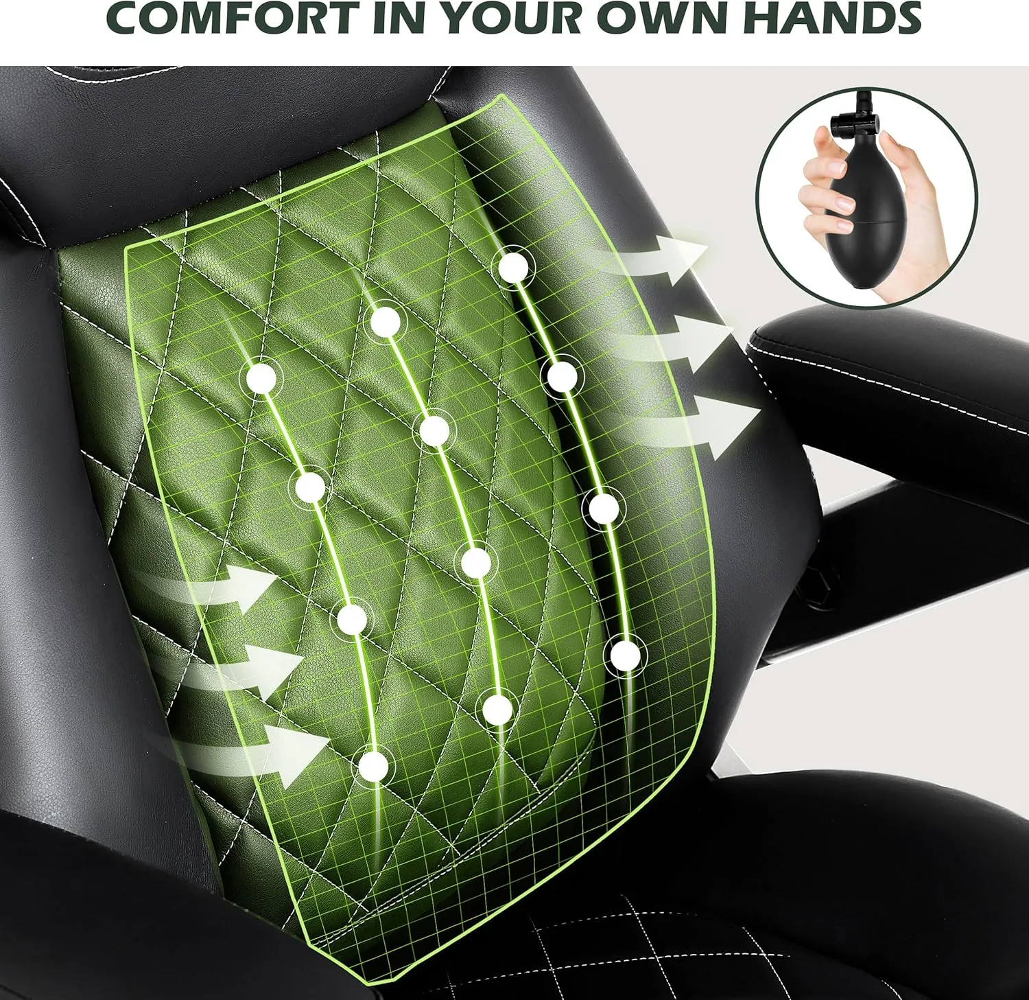 650lbs Big and Tall Office Chair with Thick Spring Cushion, 5D Flip Arm Ergonomic Executive Office Chair Adjustable Lumbar Airbag&Extra Wide, Comfy Large Padded Heavy Duty Game Chair Dual Rubber Wheel