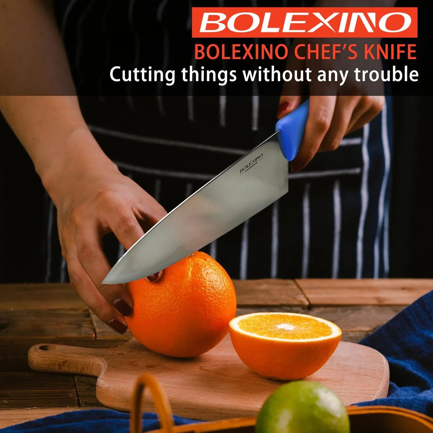 8 inch Japanese High Carbon Stainless Steel Chef Knife Set, Professional Extra Sharp Wide Cook Knife with Non-slip Ergonomic Handle, for Kitchen Home Restaurant