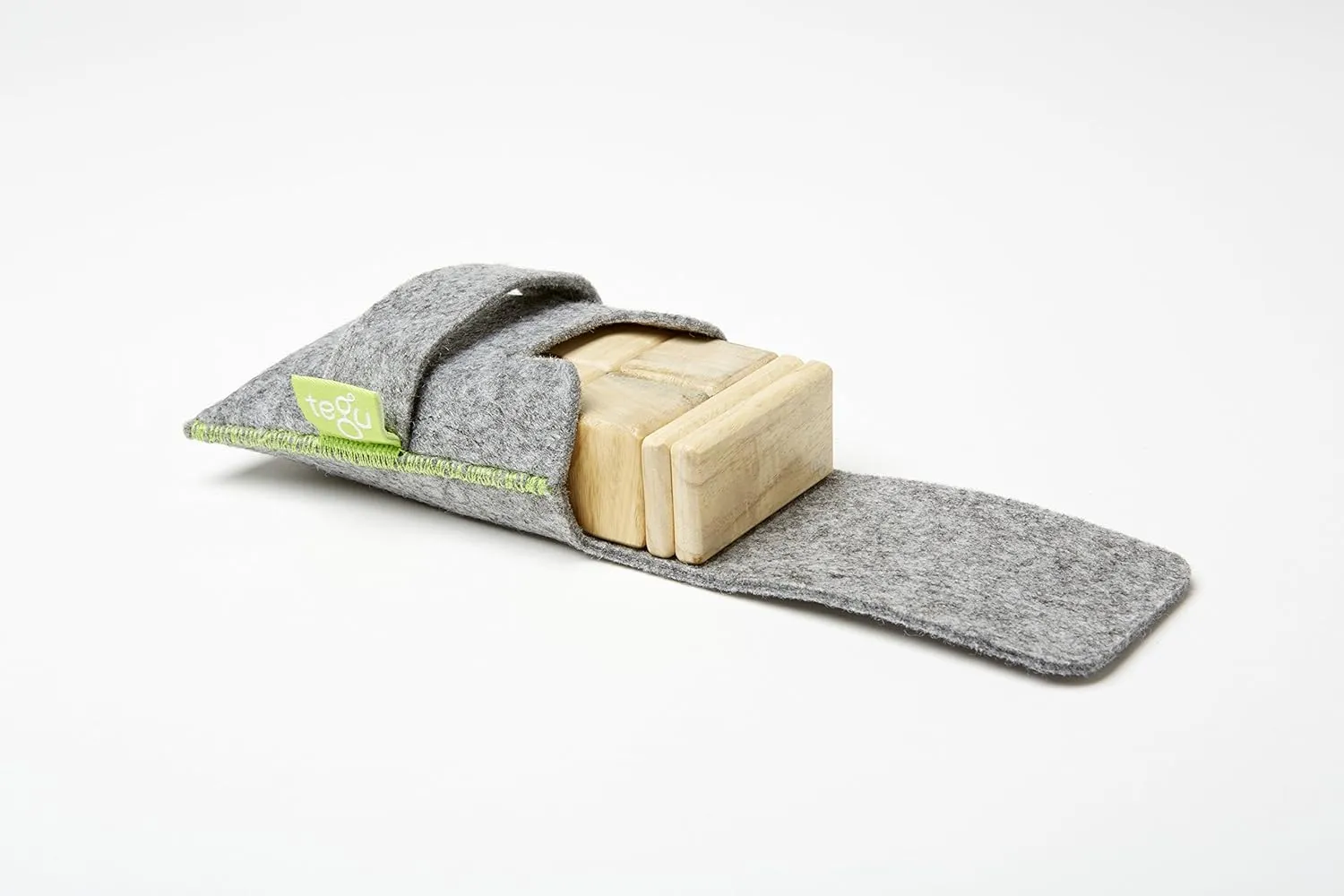 8 Piece Tegu Pocket Pouch Magnetic Wooden Block Set, Natural