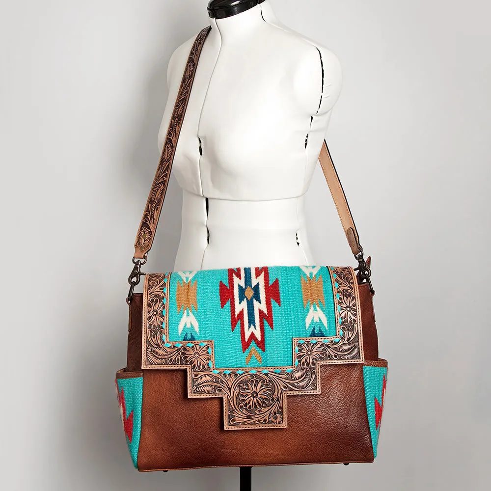 ADBG842D American Darling Hand Tooled Saddle Blanket Genuine Leather Women Bag Western Handbag Purse