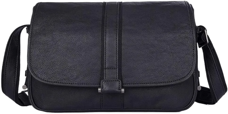 Adjustable Strap Leather Crossbody Bag Men Lightweight Outdoor Travel Casual Events Anti Theft Multi Pockets Purse
