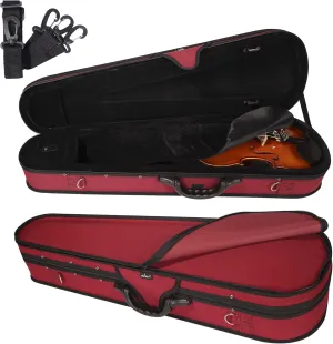 adm 4/4 Full Size Violin Hard Case Basic Professional Triangular Shape Backpack, Super Light Suspension (Wine Red)