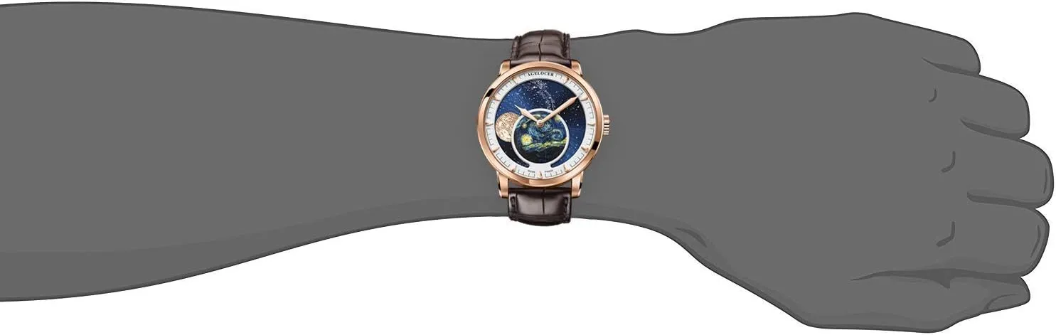AGELOCER Men's Top Brand Blue Moon Phase Dress Automatic Mechanical Stainless Steel Fashion Luxury Watch
