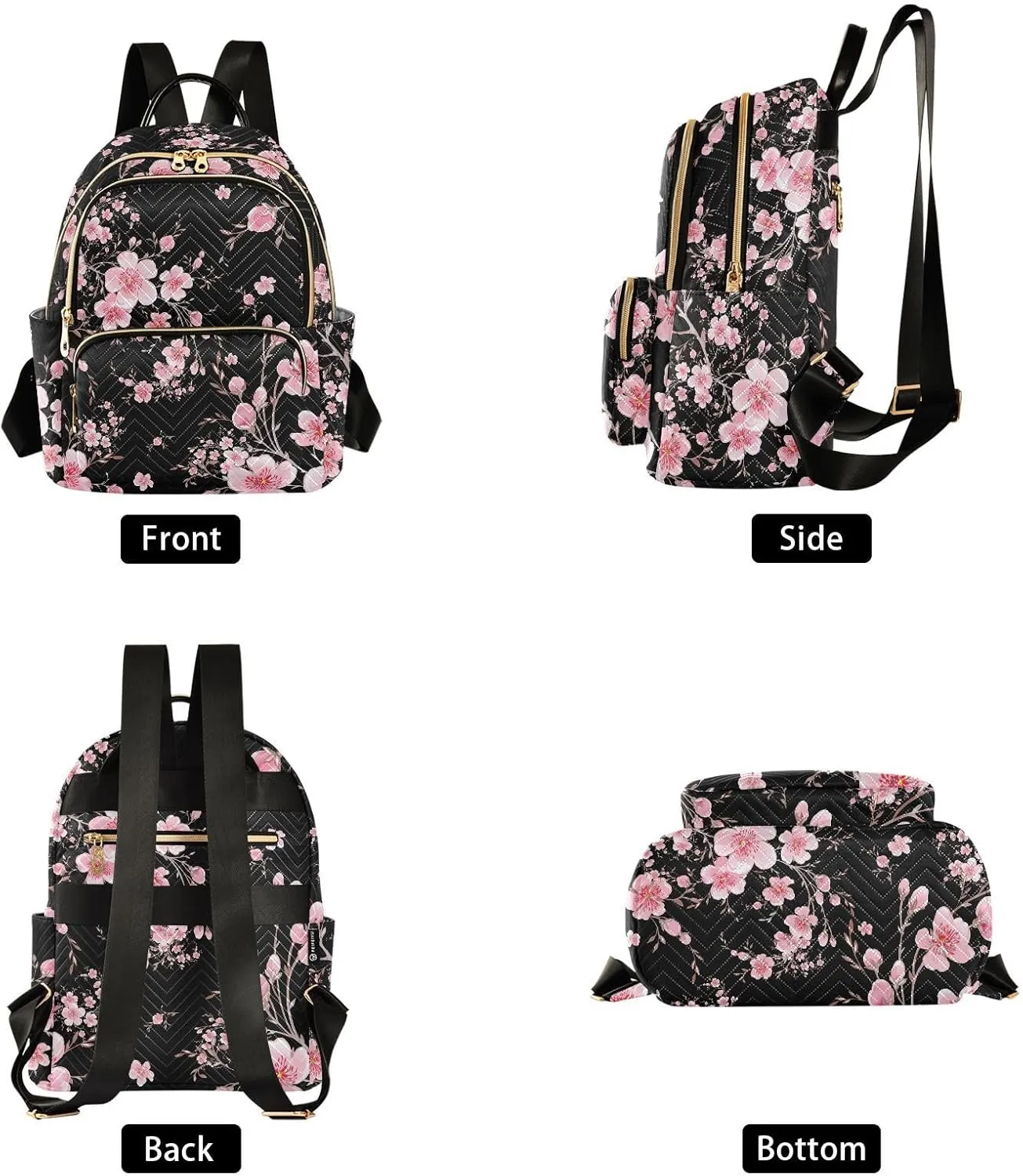 ALAZA Cherry Blossom Sakura Floral Small Backpack Purse for Women Travel Bag Fashion Daypack Back Pack Shoulder Bag