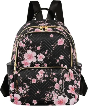 ALAZA Cherry Blossom Sakura Floral Small Backpack Purse for Women Travel Bag Fashion Daypack Back Pack Shoulder Bag
