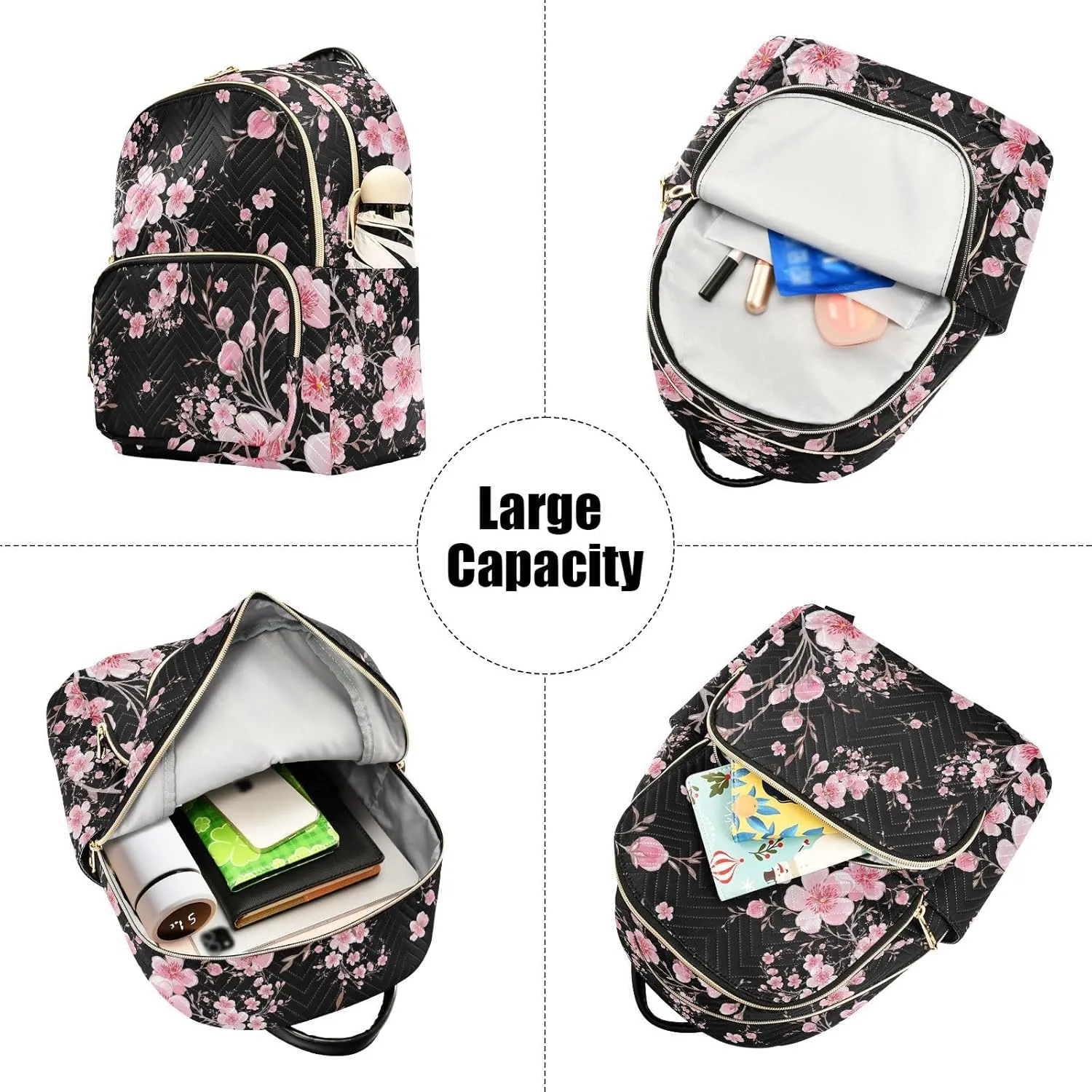 ALAZA Cherry Blossom Sakura Floral Small Backpack Purse for Women Travel Bag Fashion Daypack Back Pack Shoulder Bag