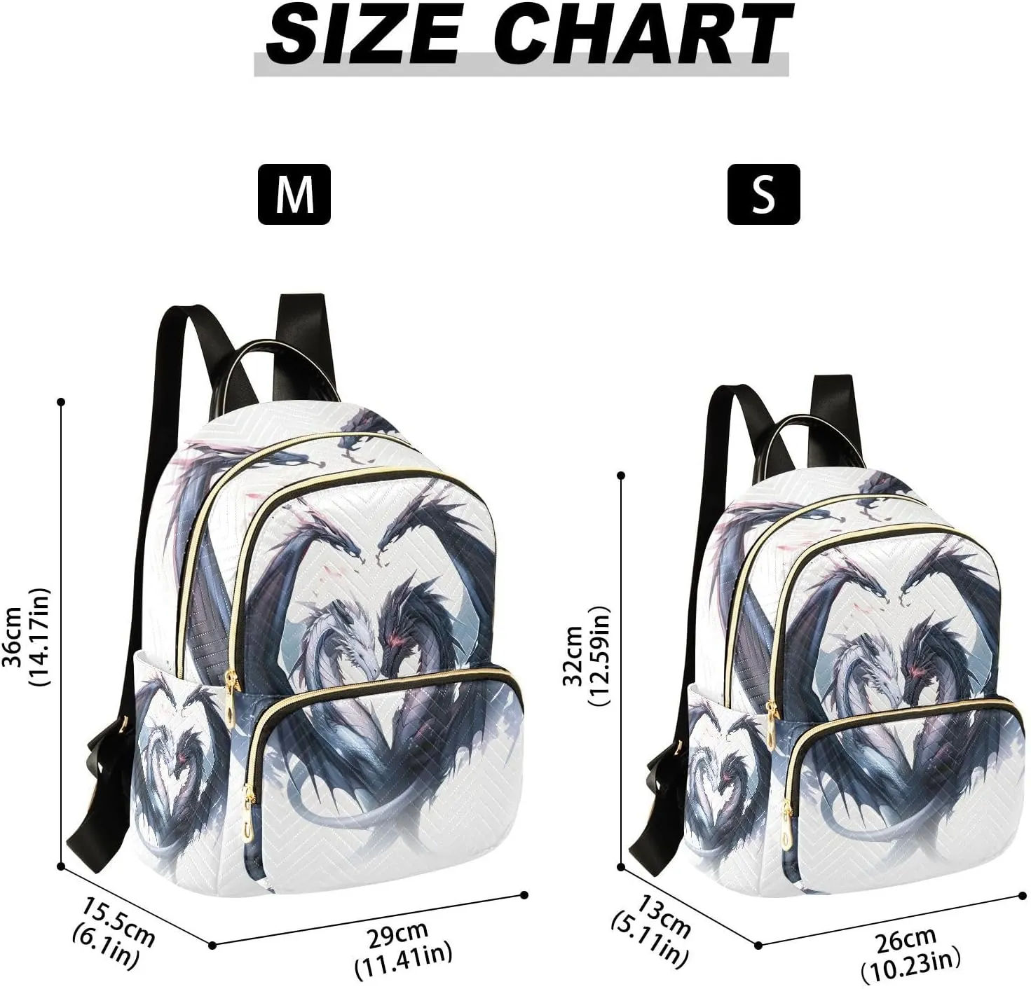 ALAZA Couple Of Dragons Small Backpack Purse for Women Travel Bag Fashion Daypack Back Pack Shoulder Bag