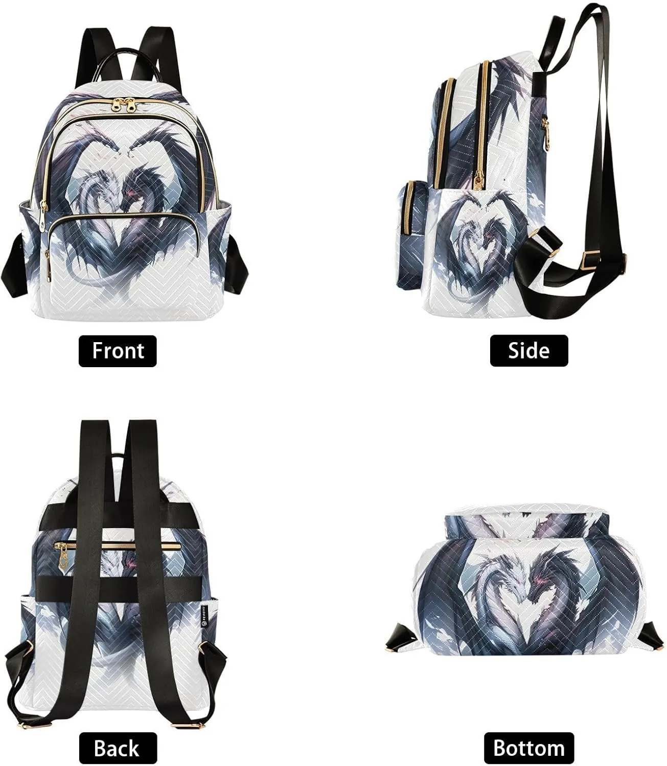 ALAZA Couple Of Dragons Small Backpack Purse for Women Travel Bag Fashion Daypack Back Pack Shoulder Bag