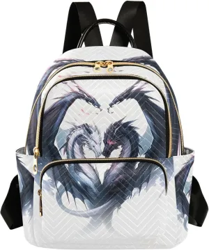 ALAZA Couple Of Dragons Small Backpack Purse for Women Travel Bag Fashion Daypack Back Pack Shoulder Bag