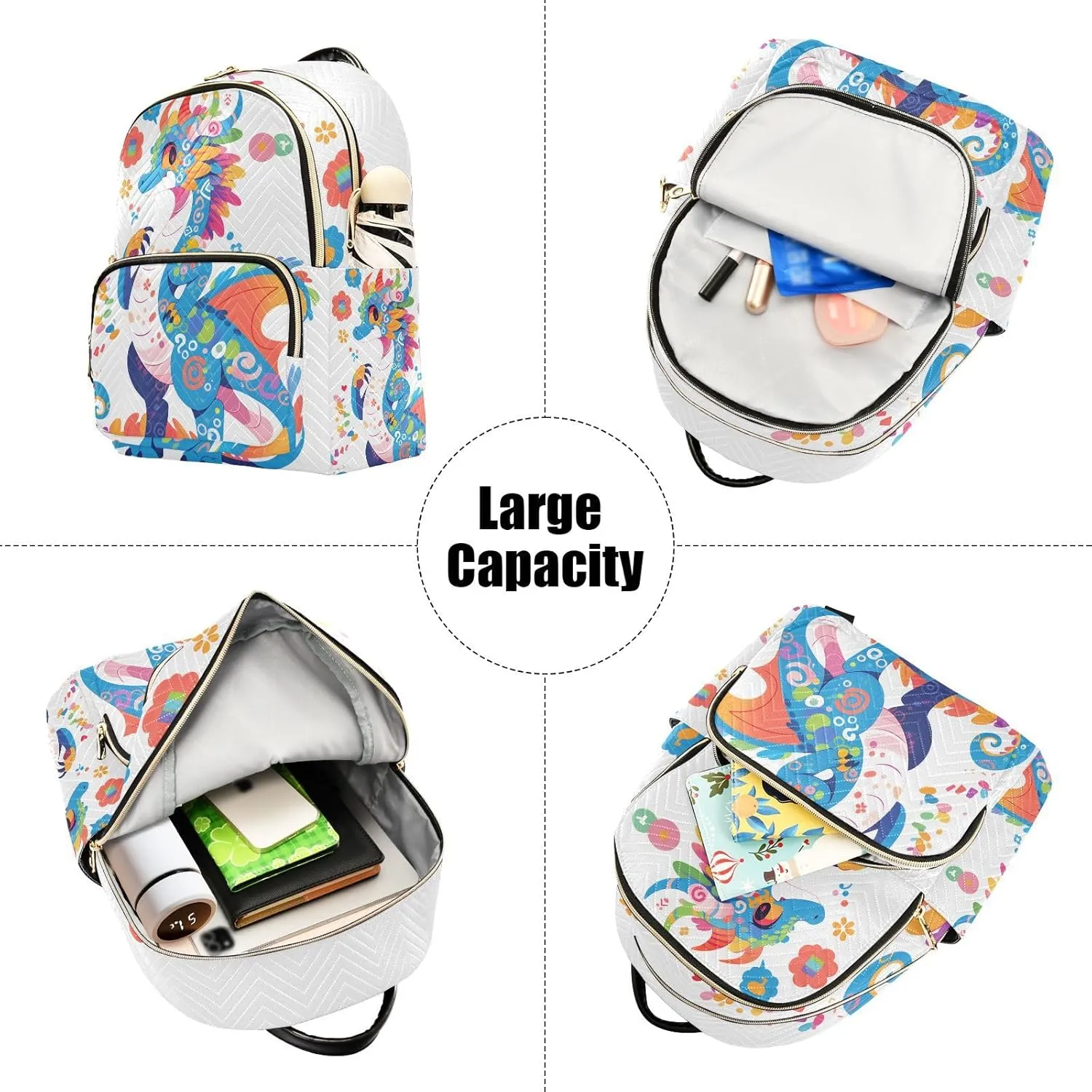 ALAZA Cute Dragon Cartoon Mini Backpack Purse for Women Travel Bag Fashion Daypack Back Pack Shoulder Bag