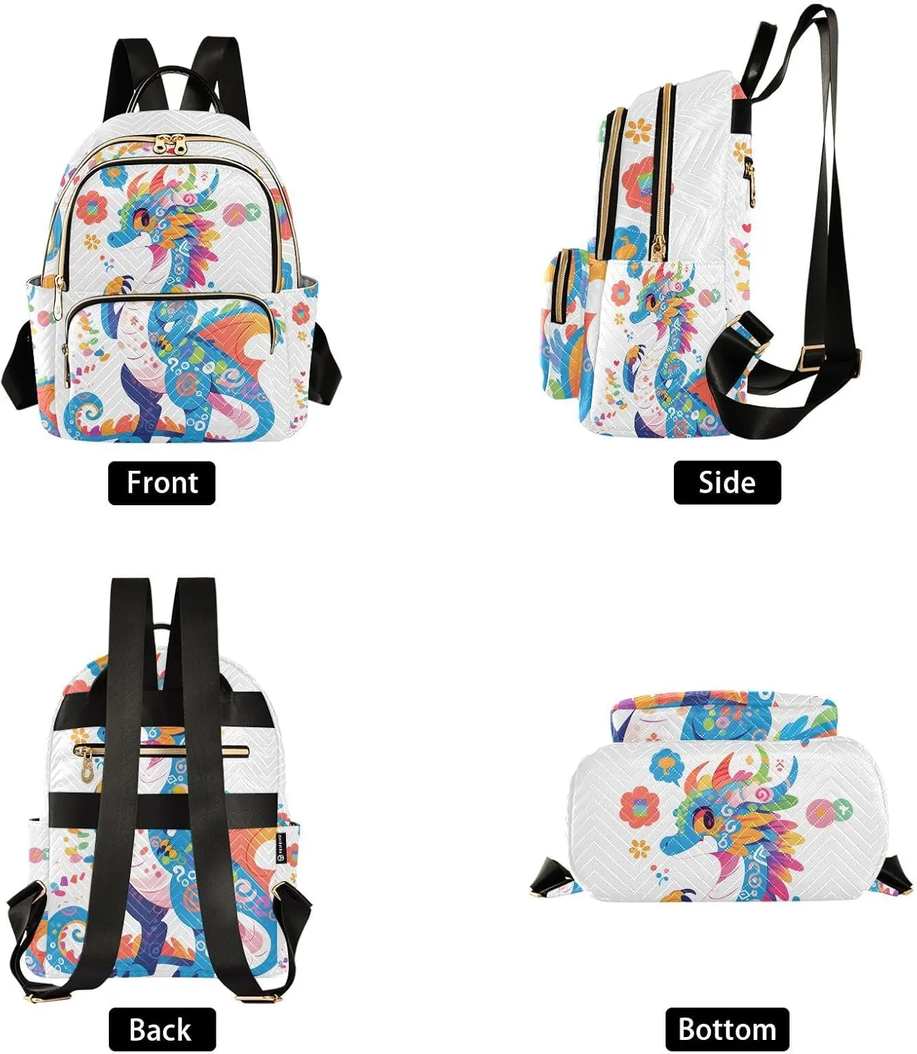 ALAZA Cute Dragon Cartoon Mini Backpack Purse for Women Travel Bag Fashion Daypack Back Pack Shoulder Bag