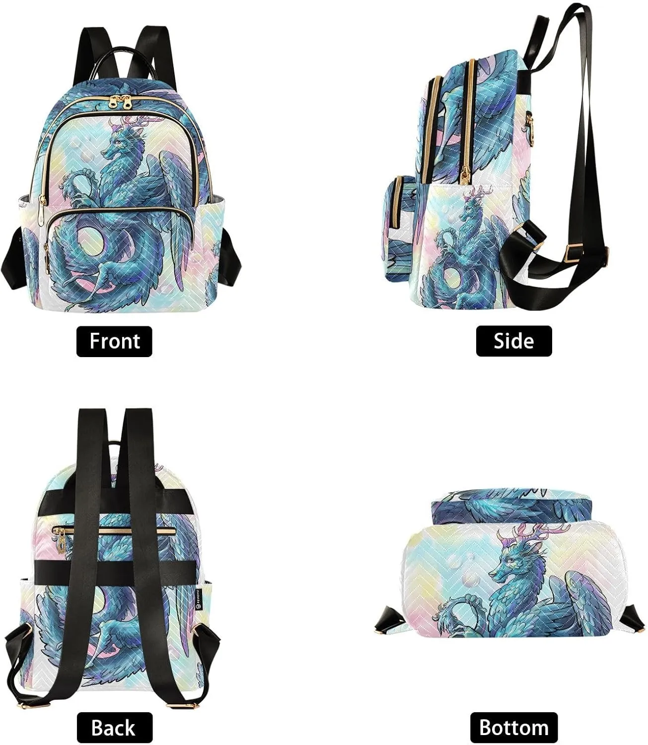 ALAZA Dragon Watercolor Anime Mini Backpack Purse for Women Travel Bag Fashion Daypack Back Pack Shoulder Bag
