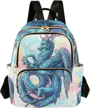 ALAZA Dragon Watercolor Anime Mini Backpack Purse for Women Travel Bag Fashion Daypack Back Pack Shoulder Bag