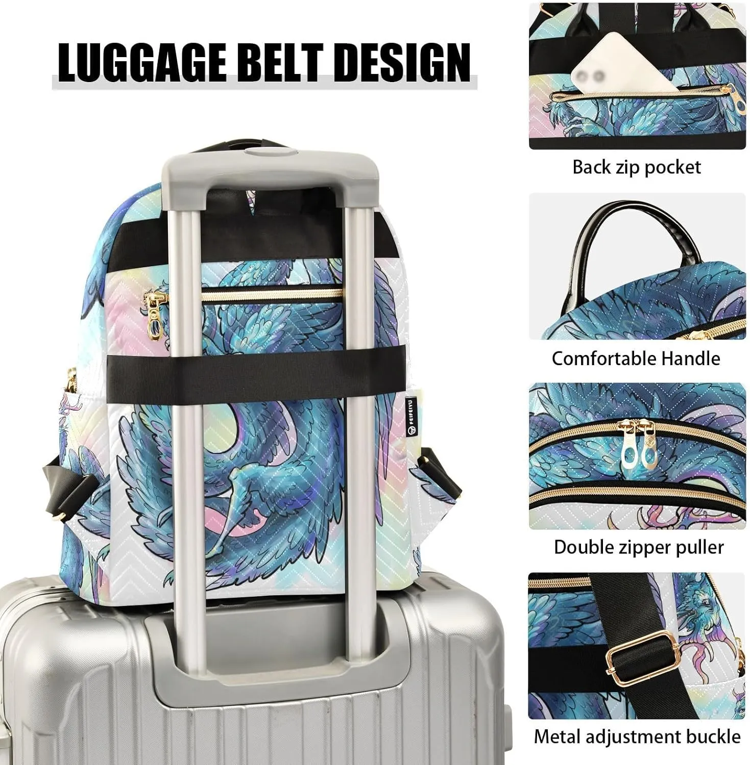 ALAZA Dragon Watercolor Anime Mini Backpack Purse for Women Travel Bag Fashion Daypack Back Pack Shoulder Bag