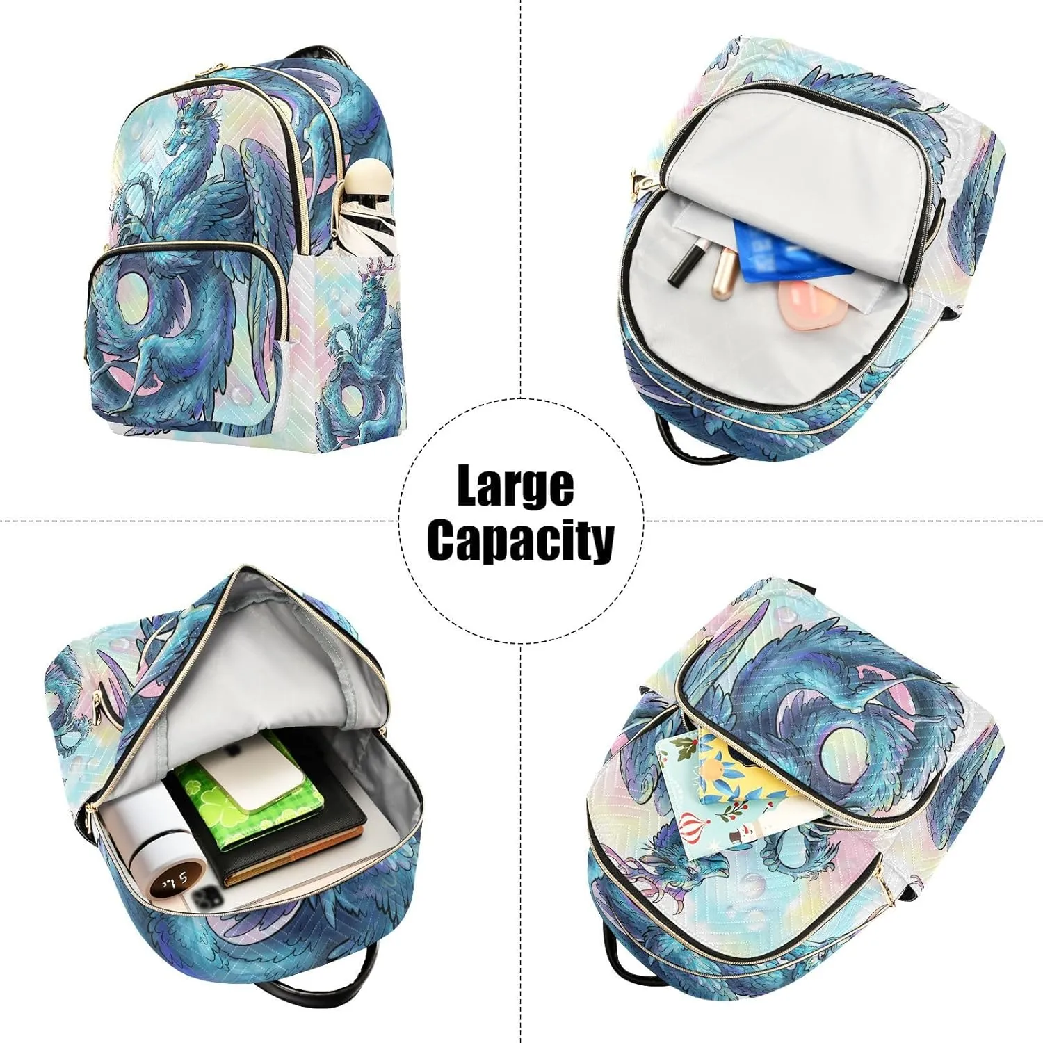 ALAZA Dragon Watercolor Anime Mini Backpack Purse for Women Travel Bag Fashion Daypack Back Pack Shoulder Bag