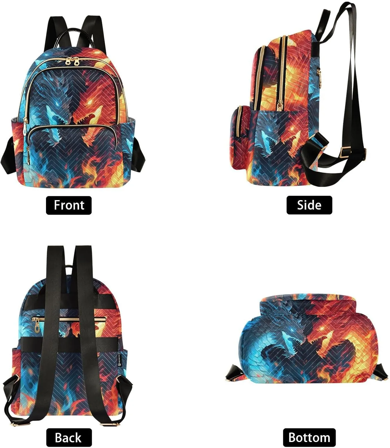 ALAZA Ice & Fire Dragons Small Backpack Purse for Women Travel Bag Fashion Daypack Back Pack Shoulder Bag
