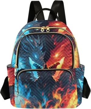 ALAZA Ice & Fire Dragons Small Backpack Purse for Women Travel Bag Fashion Daypack Back Pack Shoulder Bag