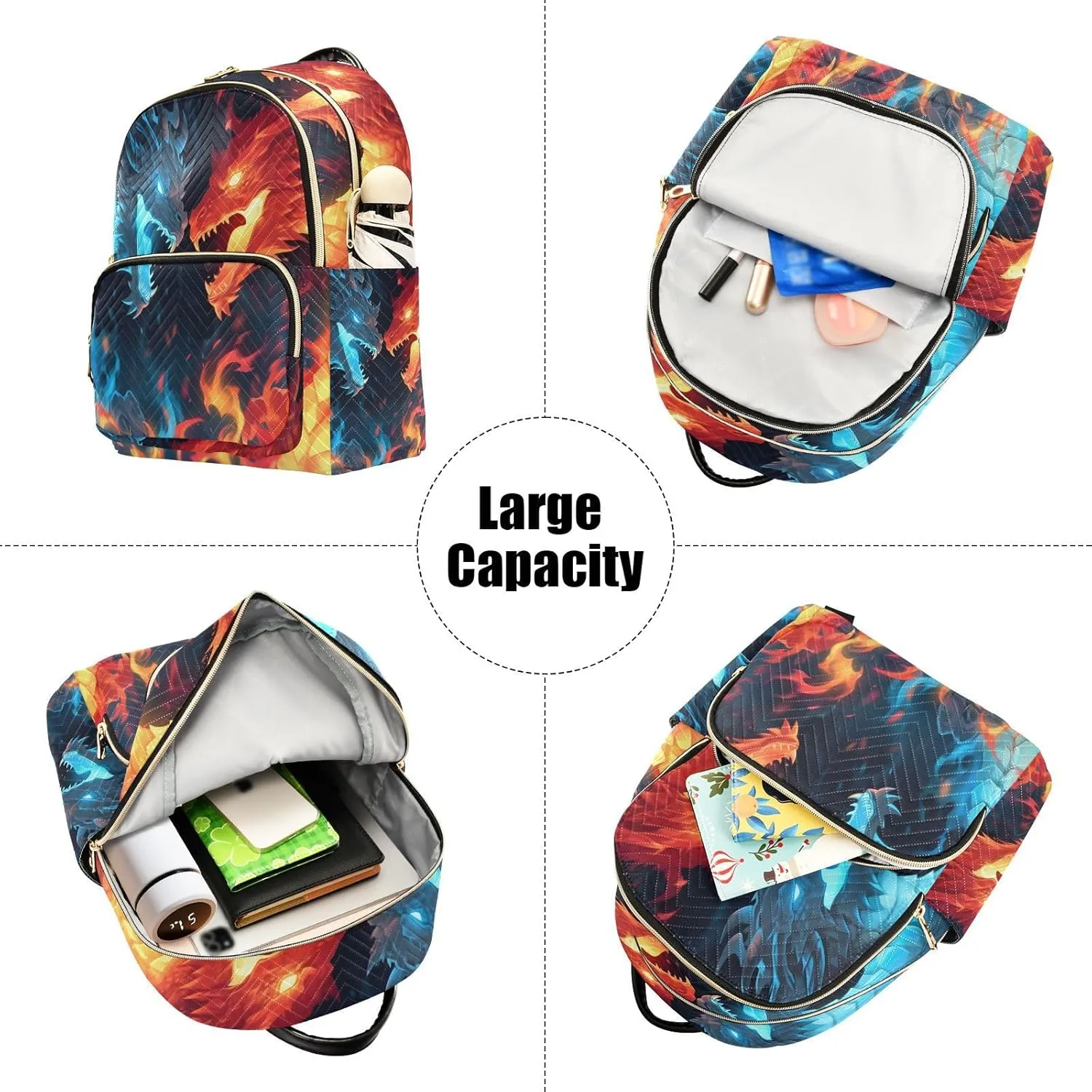 ALAZA Ice & Fire Dragons Small Backpack Purse for Women Travel Bag Fashion Daypack Back Pack Shoulder Bag