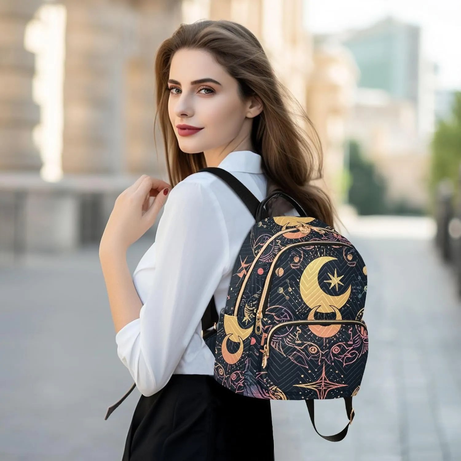 ALAZA Moon Stars Alchemy Witch Mini Backpack Purse for Women Travel Bag Fashion Daypack Back Pack Shoulder Bag