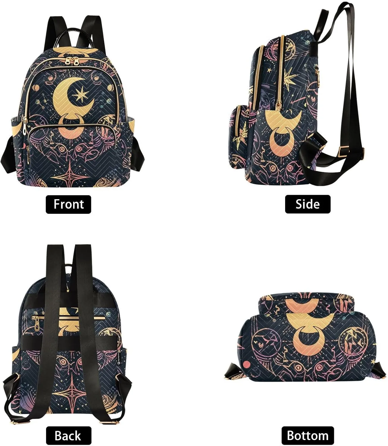 ALAZA Moon Stars Alchemy Witch Mini Backpack Purse for Women Travel Bag Fashion Daypack Back Pack Shoulder Bag