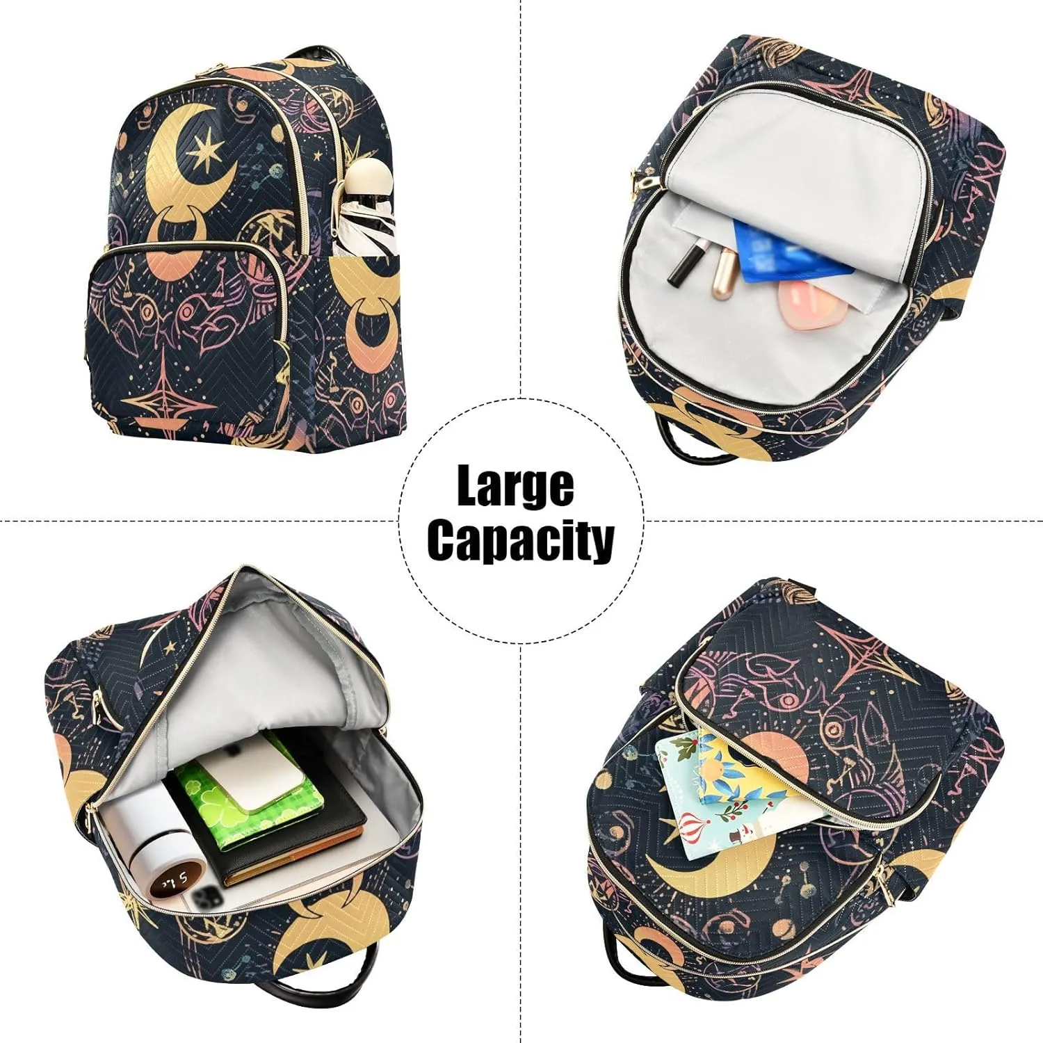 ALAZA Moon Stars Alchemy Witch Mini Backpack Purse for Women Travel Bag Fashion Daypack Back Pack Shoulder Bag
