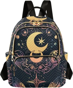 ALAZA Moon Stars Alchemy Witch Mini Backpack Purse for Women Travel Bag Fashion Daypack Back Pack Shoulder Bag