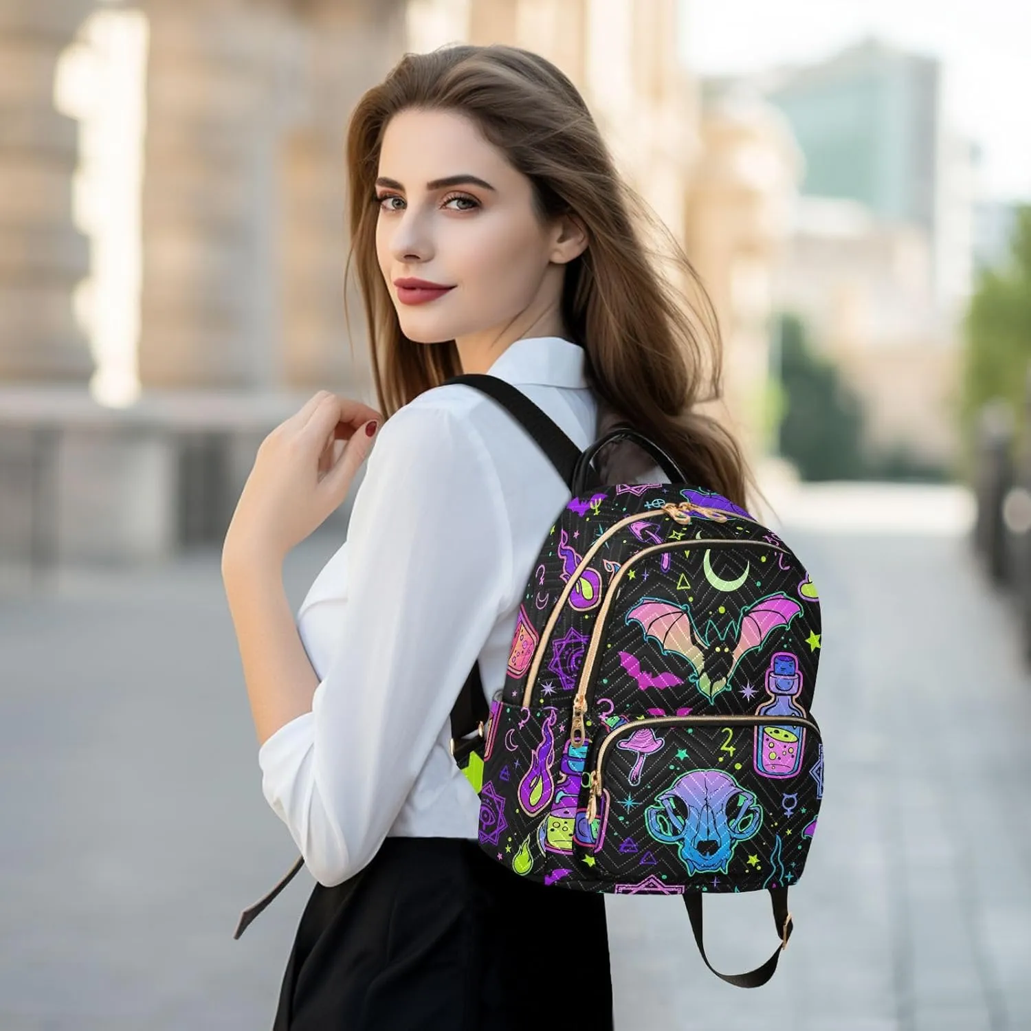 ALAZA Moon Stars Witchery Mini Backpack Purse for Women Travel Bag Fashion Daypack Back Pack Shoulder Bag
