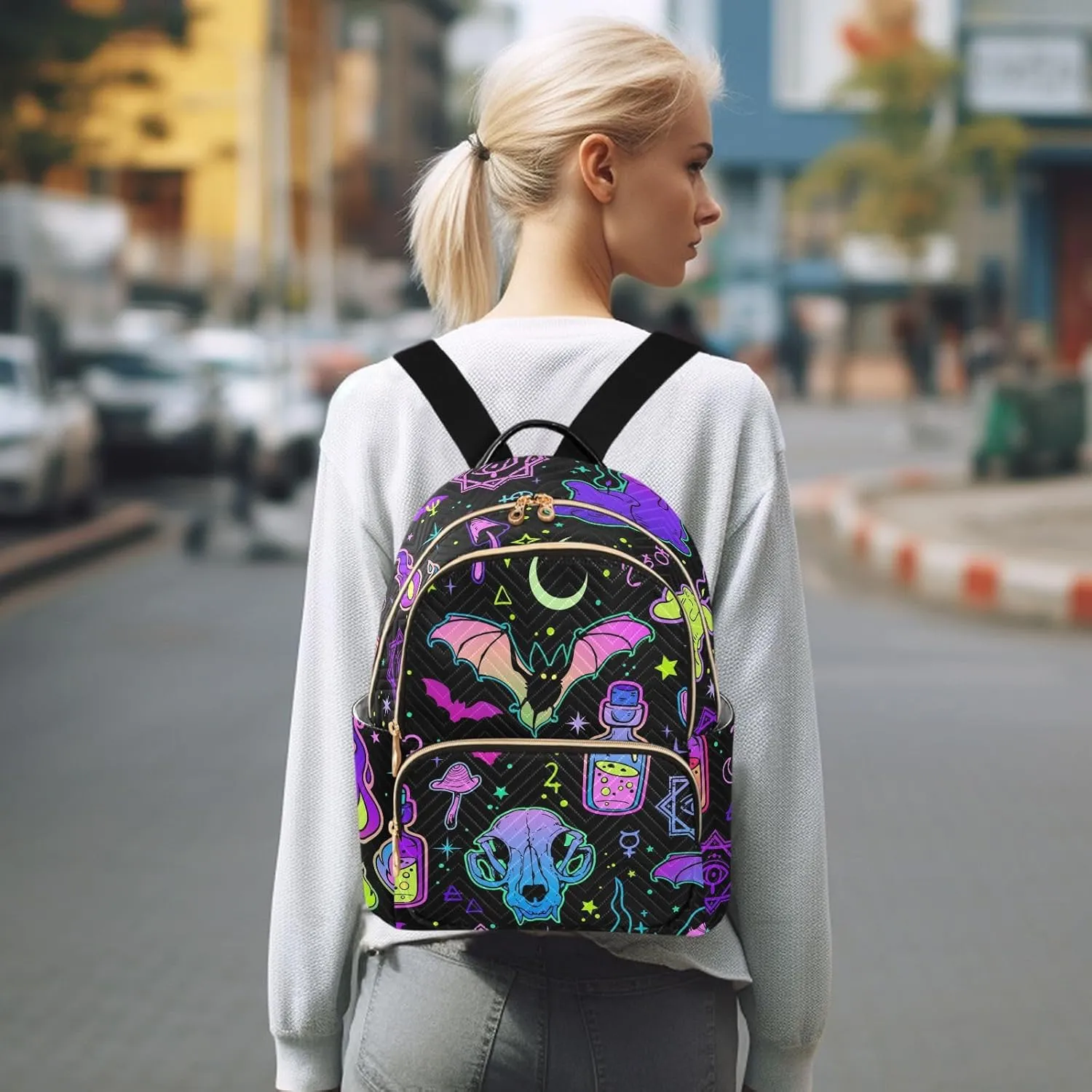 ALAZA Moon Stars Witchery Mini Backpack Purse for Women Travel Bag Fashion Daypack Back Pack Shoulder Bag