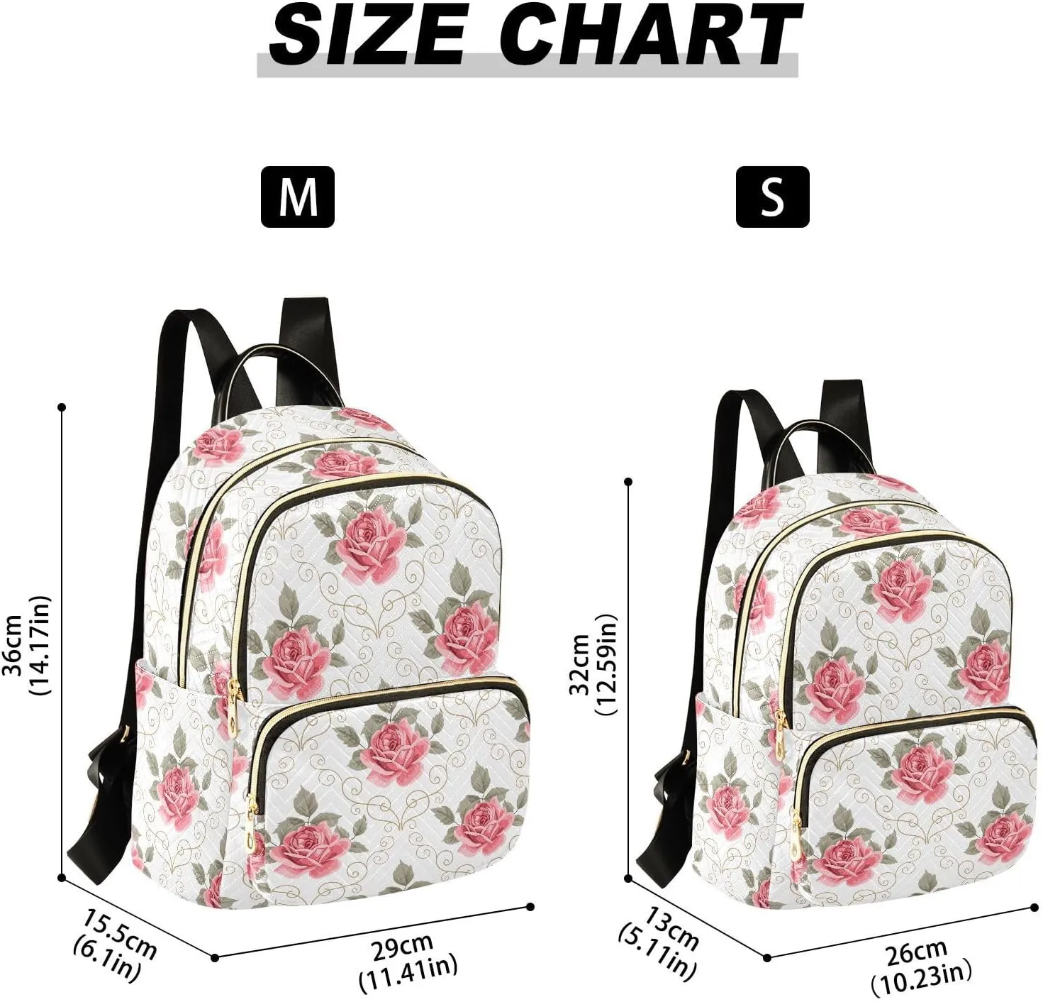 ALAZA Pink Rose Flower Floral Curly Design Small Backpack Purse for Women Travel Bag Fashion Daypack Back Pack Shoulder Bag