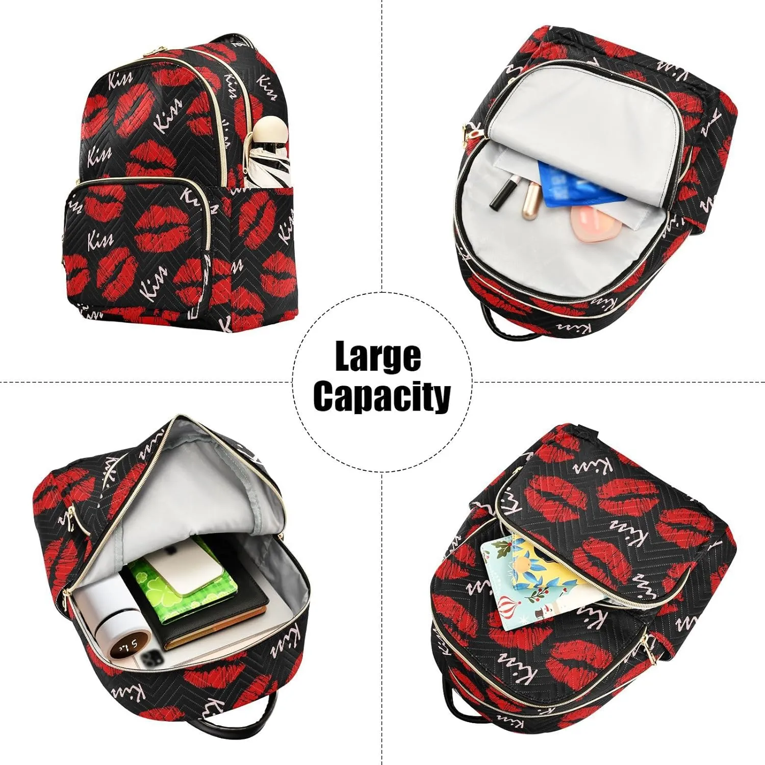 ALAZA Sexy Red Lips Kiss Print Small Backpack Purse for Women Travel Bag Fashion Daypack Back Pack Shoulder Bag