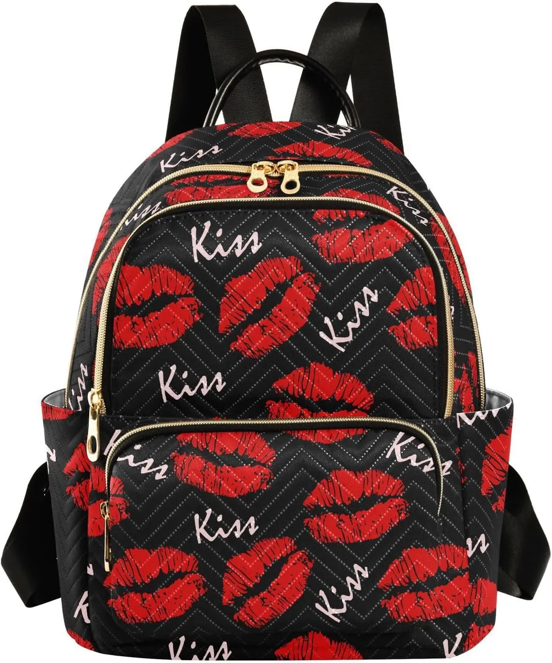ALAZA Sexy Red Lips Kiss Print Small Backpack Purse for Women Travel Bag Fashion Daypack Back Pack Shoulder Bag