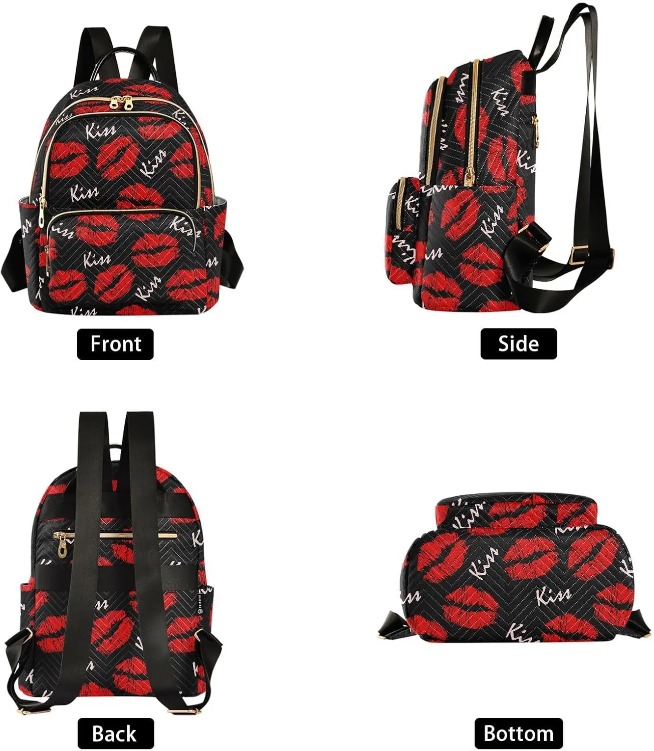 ALAZA Sexy Red Lips Kiss Print Small Backpack Purse for Women Travel Bag Fashion Daypack Back Pack Shoulder Bag