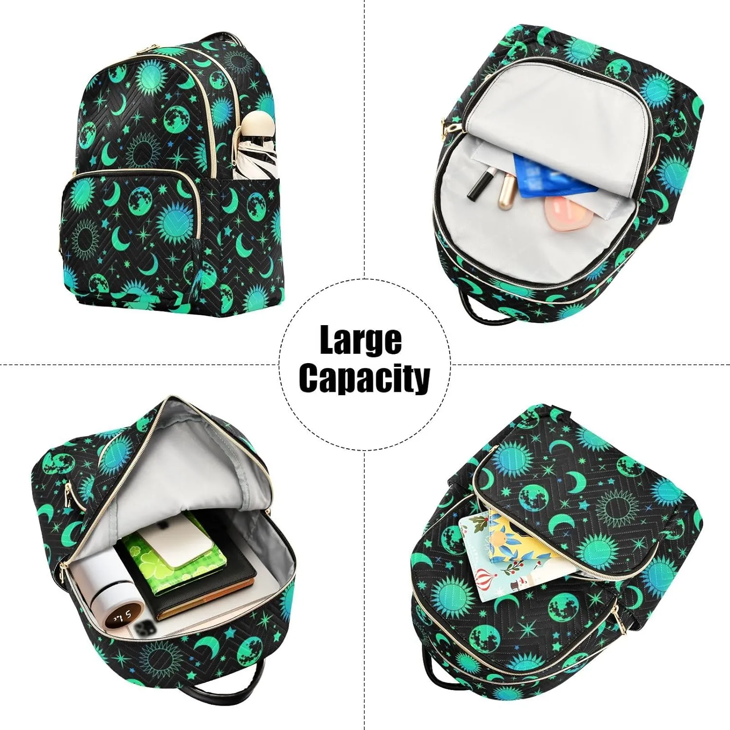 ALAZA Sun Moon and Stars Small Backpack Purse for Women Travel Bag Fashion Daypack Back Pack Shoulder Bag