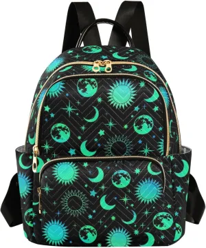 ALAZA Sun Moon and Stars Small Backpack Purse for Women Travel Bag Fashion Daypack Back Pack Shoulder Bag
