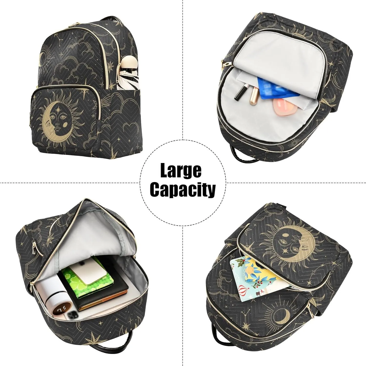 ALAZA Sun Moon Stars Constellations Witchery Mini Backpack Purse for Women Travel Bag Fashion Daypack Back Pack Shoulder Bag