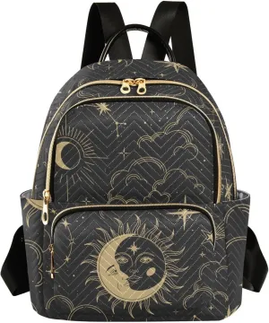 ALAZA Sun Moon Stars Constellations Witchery Mini Backpack Purse for Women Travel Bag Fashion Daypack Back Pack Shoulder Bag