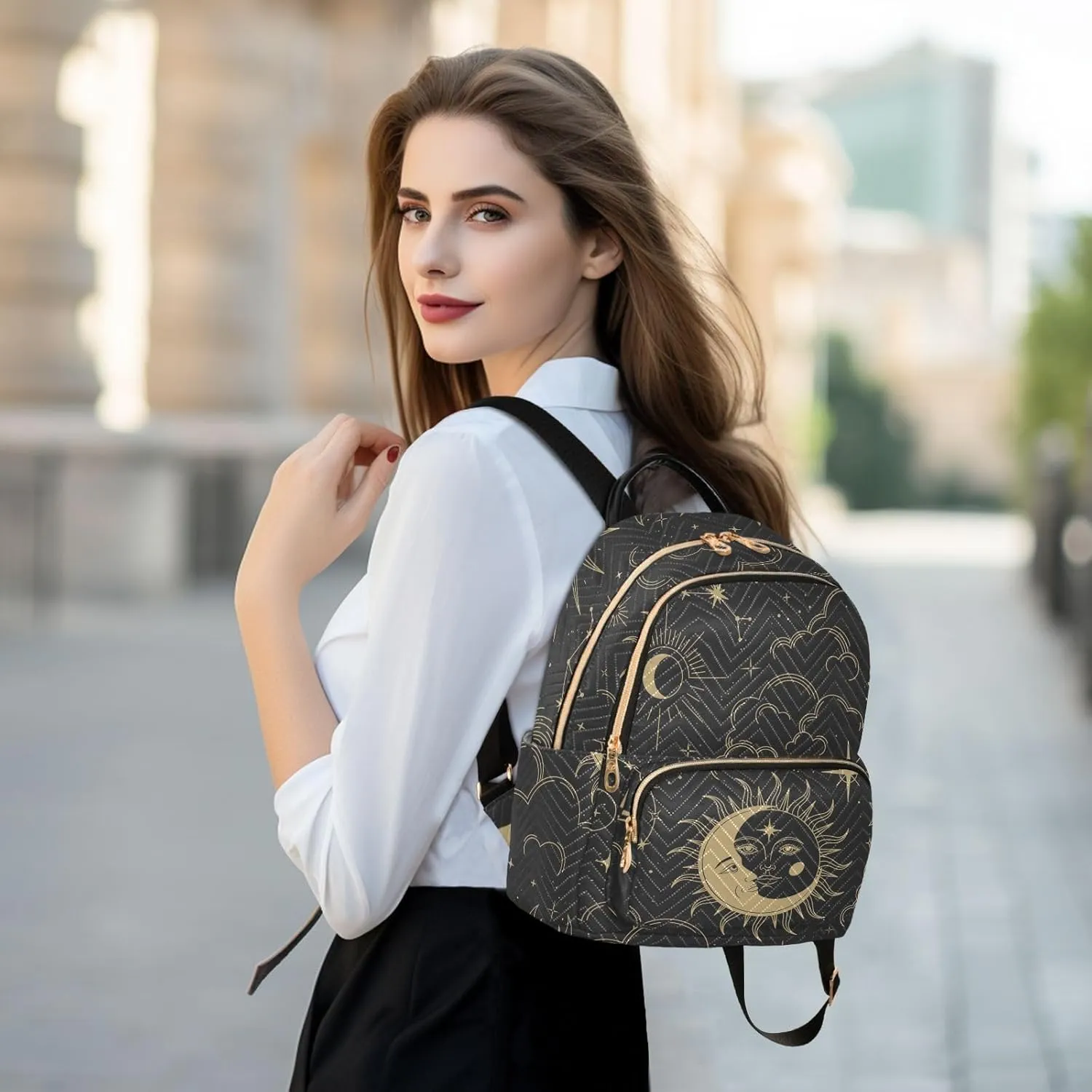 ALAZA Sun Moon Stars Constellations Witchery Mini Backpack Purse for Women Travel Bag Fashion Daypack Back Pack Shoulder Bag
