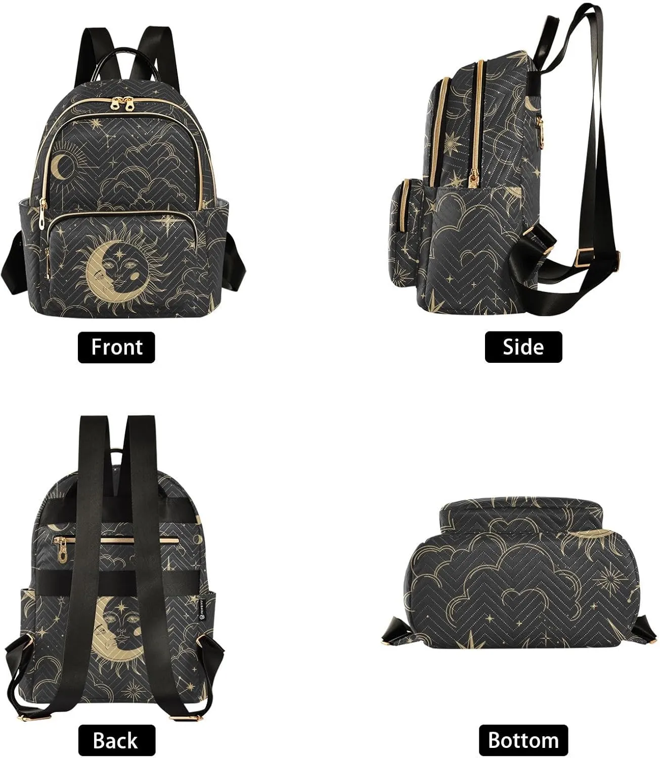 ALAZA Sun Moon Stars Constellations Witchery Mini Backpack Purse for Women Travel Bag Fashion Daypack Back Pack Shoulder Bag