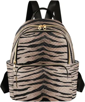 ALAZA Tiger Print Animal Stripe Mini Backpack Purse for Women Travel Bag Fashion Daypack Back Pack Shoulder Bag