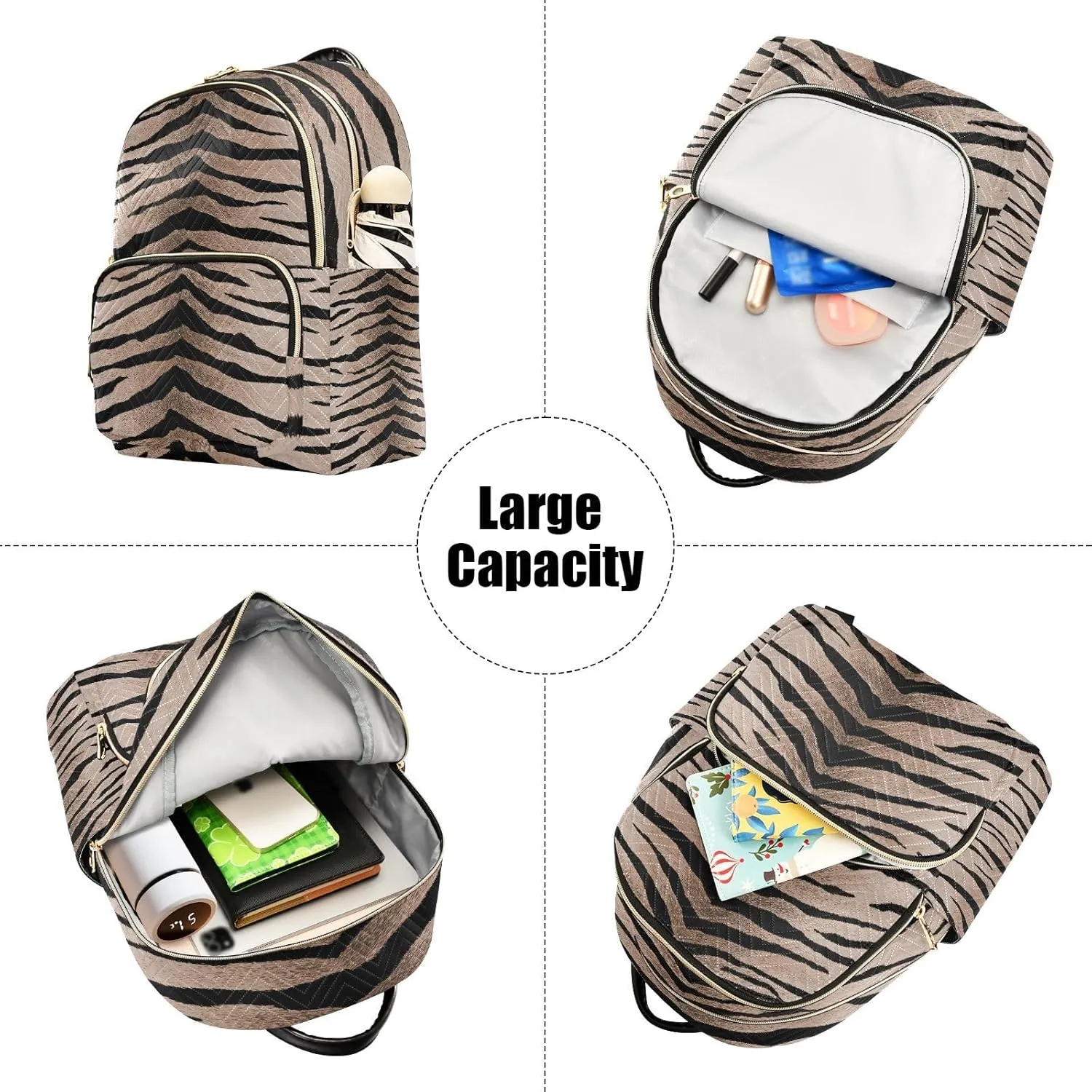 ALAZA Tiger Print Animal Stripe Mini Backpack Purse for Women Travel Bag Fashion Daypack Back Pack Shoulder Bag