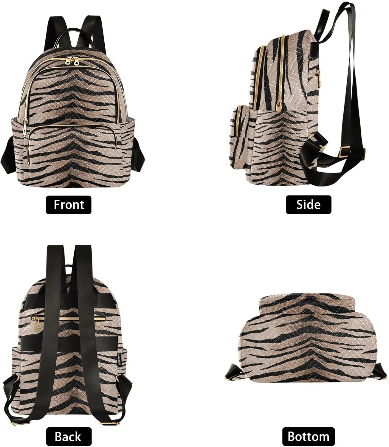 ALAZA Tiger Print Animal Stripe Mini Backpack Purse for Women Travel Bag Fashion Daypack Back Pack Shoulder Bag