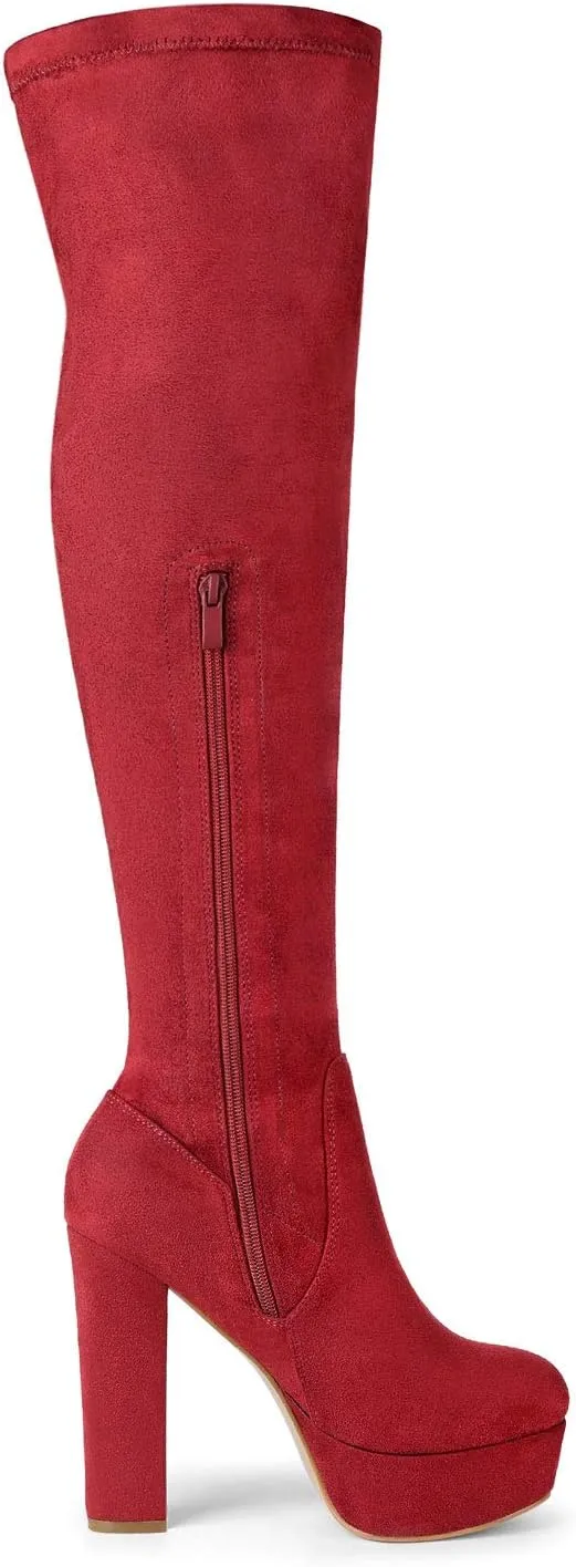 Allegra K Women's Platform Block Heel over Knee High Boots
