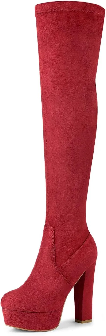 Allegra K Women's Platform Block Heel over Knee High Boots