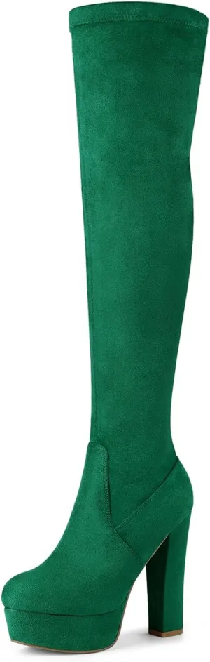 Allegra K Women's Platform Block Heel over Knee High Boots