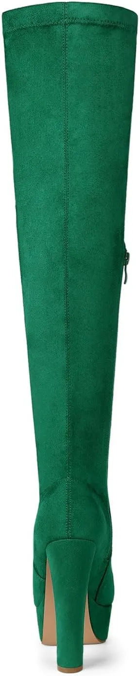 Allegra K Women's Platform Block Heel over Knee High Boots